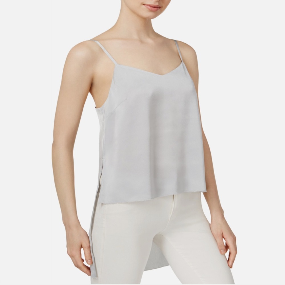 Kensie High Low Hem Silver Spaghetti Strap Camisole Top Size Large